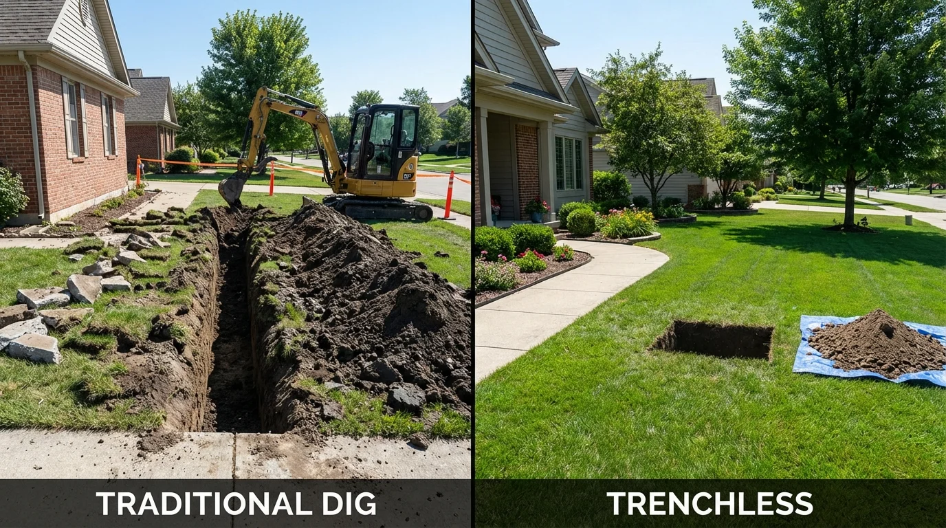 Trenchless sewer repair with minimal yard damage versus traditional excavation in Girdwood, AK